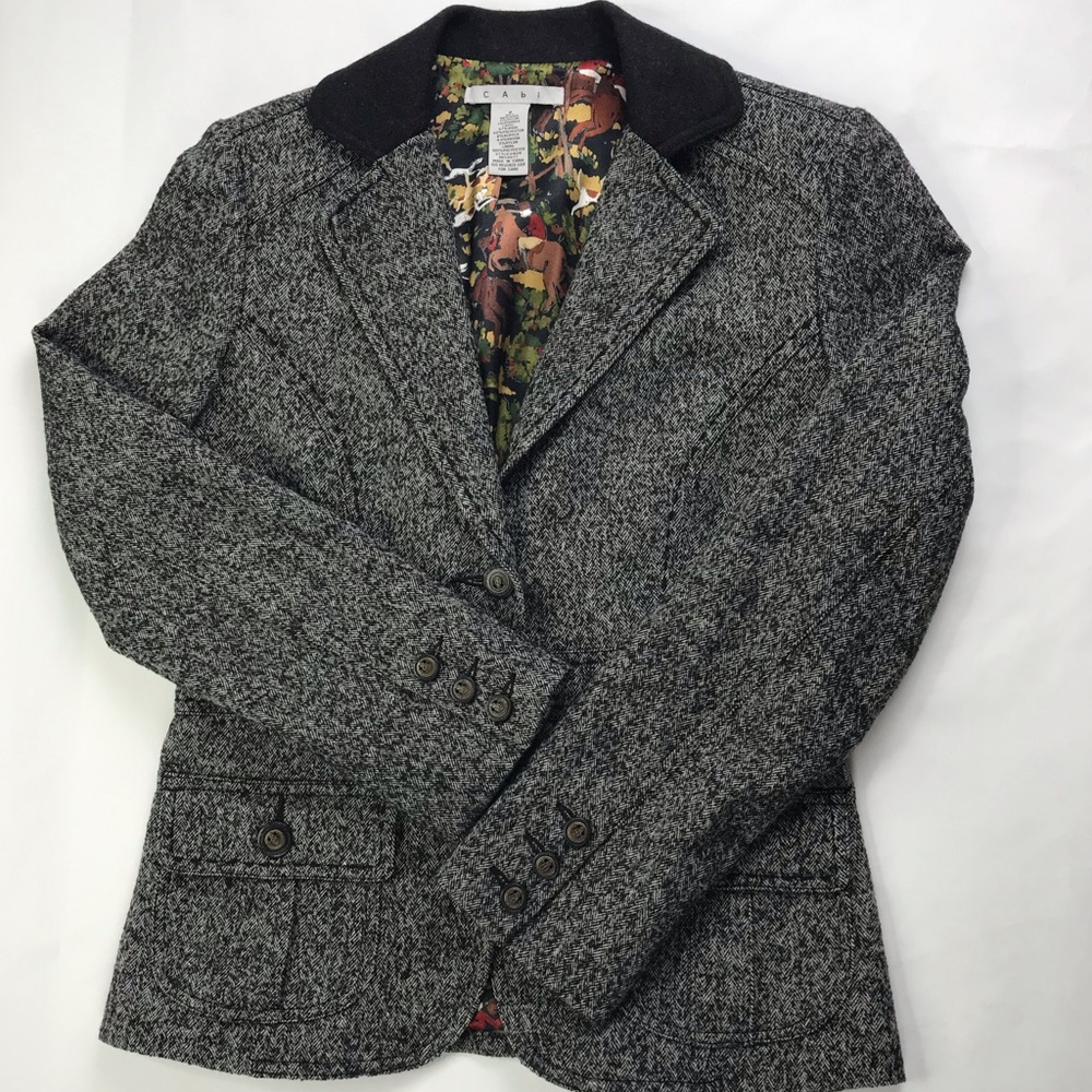 CAbi Women's S2 Wool Blend Herringbone Blazer